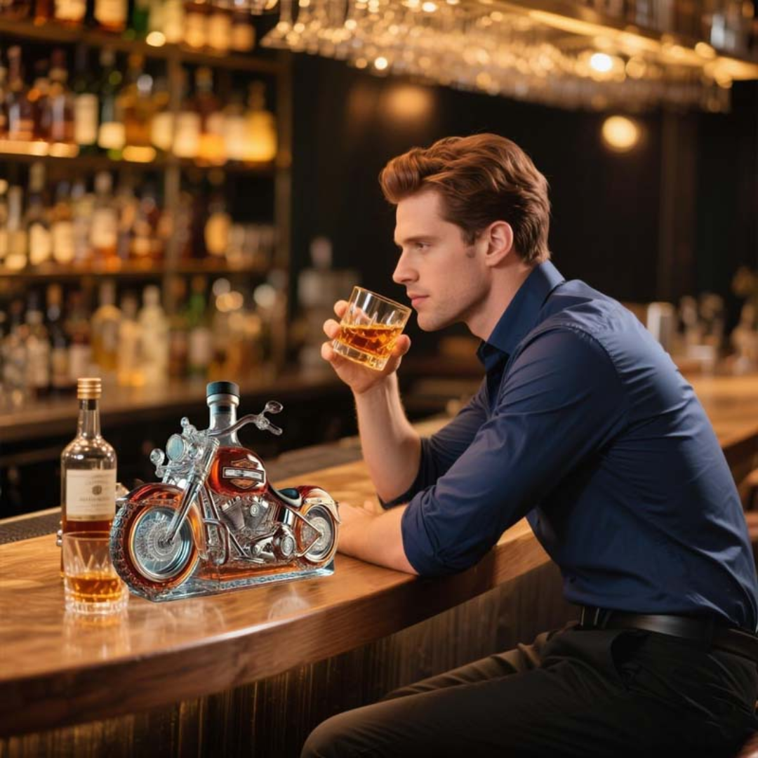 MotoDecant™ 🏍️ – Motorcykel Whiskey Displayflaske
