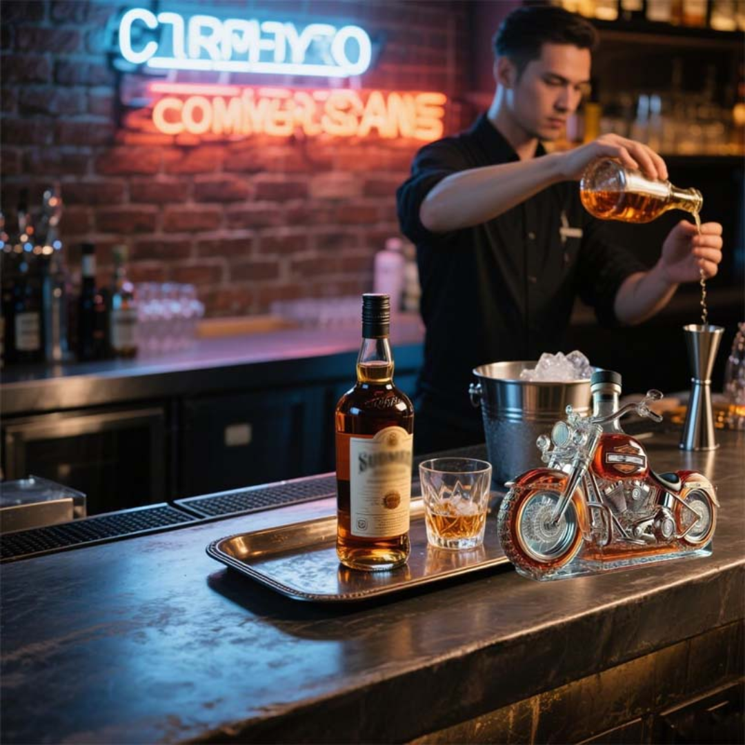 MotoDecant™ 🏍️ – Motorcykel Whiskey Displayflaske