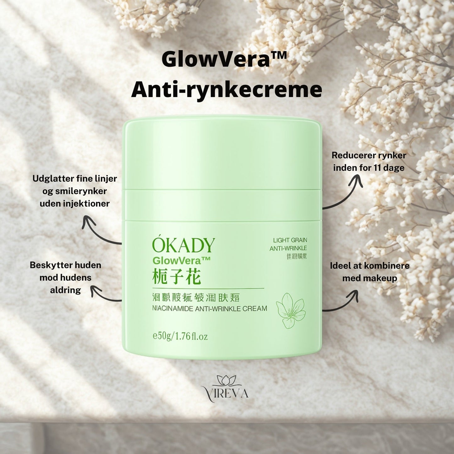 Glowvera™ Anti-Rynke Creme – 83 % færre rynker på 11 dage