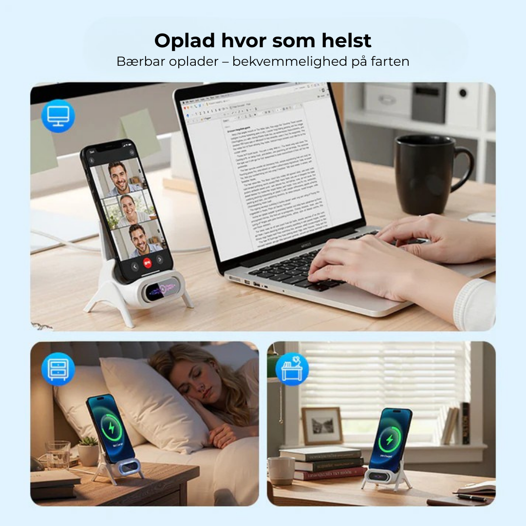 SnapCharge™ | Alt-i-én Telefonholder & Trådløs Oplader – Oplad og Brug Håndfrit Overalt!