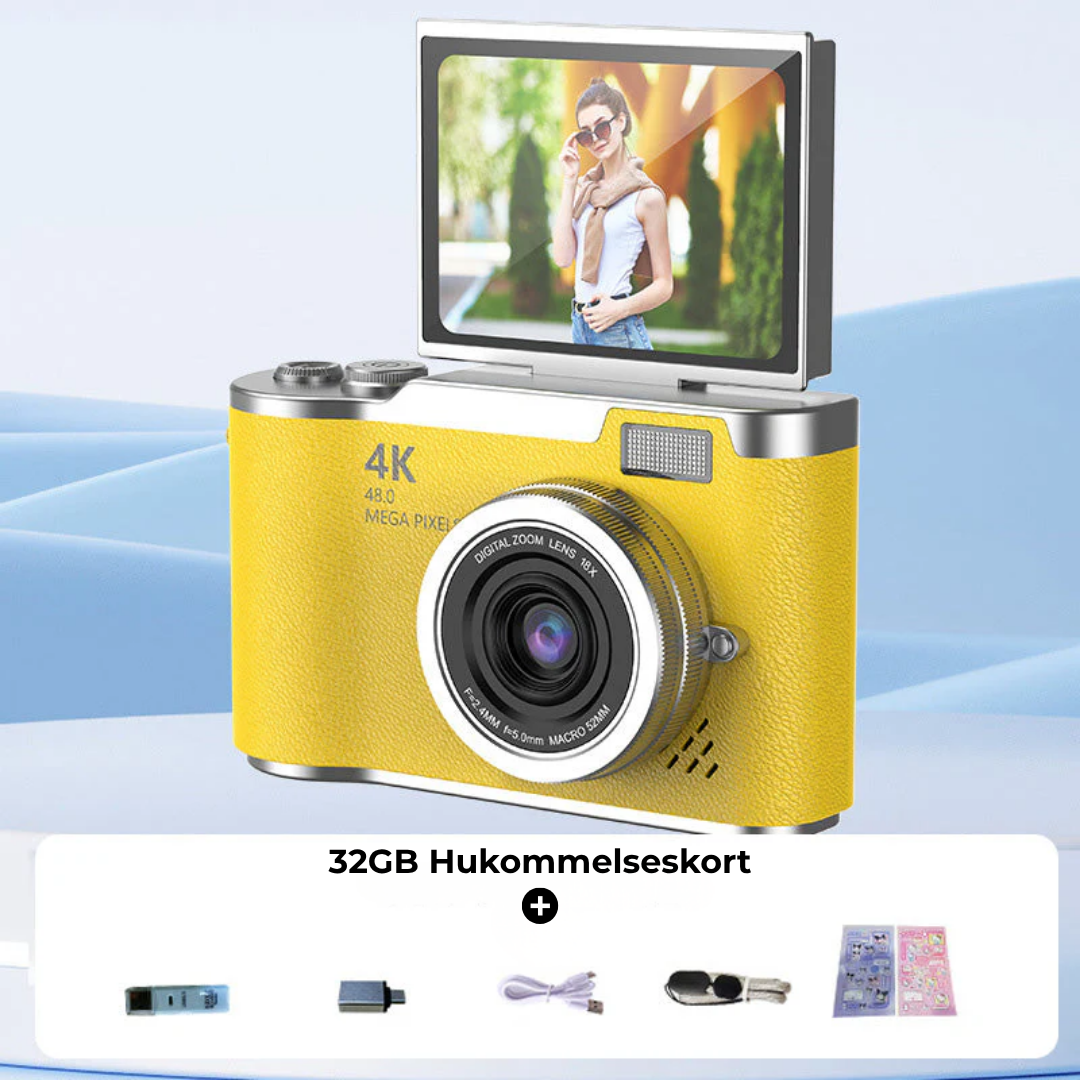 KrystalVision Flip 4K-kamera i vintage-stil | Fang livet i fantastisk skarphed i vintage-stil – når som helst og hvor som helst