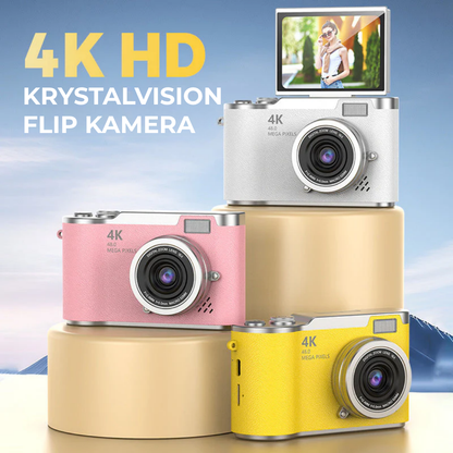 KrystalVision Flip 4K-kamera i vintage-stil | Fang livet i fantastisk skarphed i vintage-stil – når som helst og hvor som helst