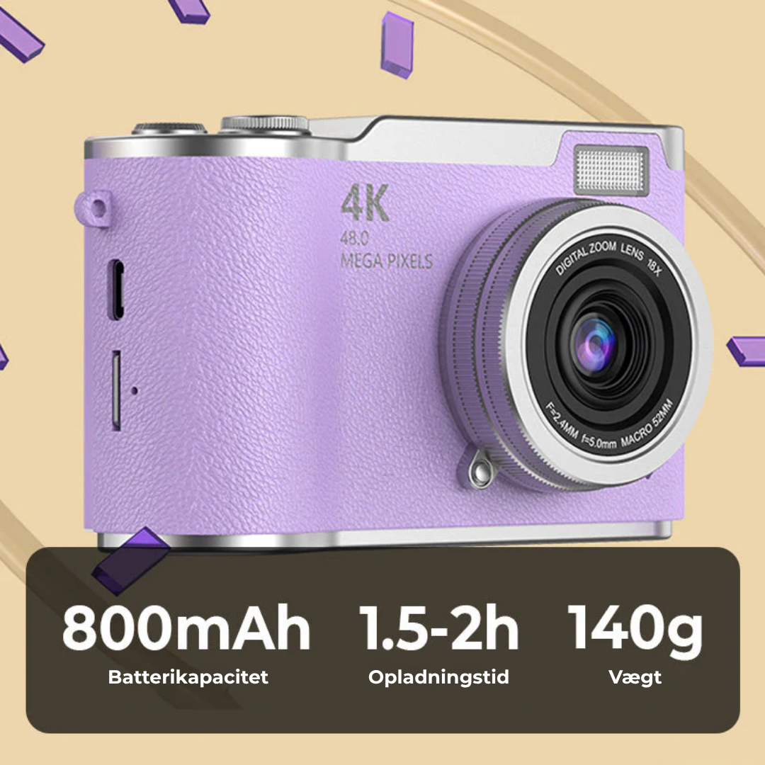 KrystalVision Flip 4K-kamera i vintage-stil | Fang livet i fantastisk skarphed i vintage-stil – når som helst og hvor som helst