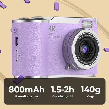KrystalVision Flip 4K-kamera i vintage-stil | Fang livet i fantastisk skarphed i vintage-stil – når som helst og hvor som helst