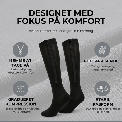 KomfortFlow™ | Åndbare sportsstøttestrømper til løb, rejser, arbejde og længere tids stående arbejde