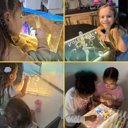 MagiskGlød Plade™ | Gør Tegnetid Magisk – Se Dine Børns Tegninger Lyse Op!