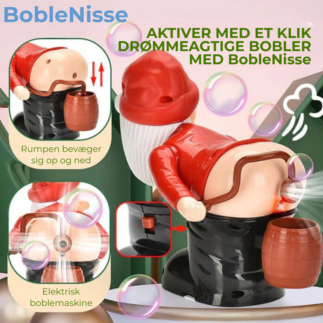 BobleNisse™ | Tag Julens Magi Med Hjem – Mød Nissen, der Blæser Bobler Alle Elsker!