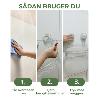 KlæbHylde™ | Selvklæbende Væghylde Uden Boring til Køkken & Badeværelse