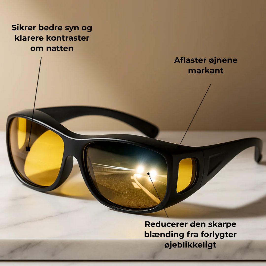ØjeVærn™ Natbriller | Se Klart, Kør Sikkert – Nattekørsel Uden Blænding eller Træthed!
