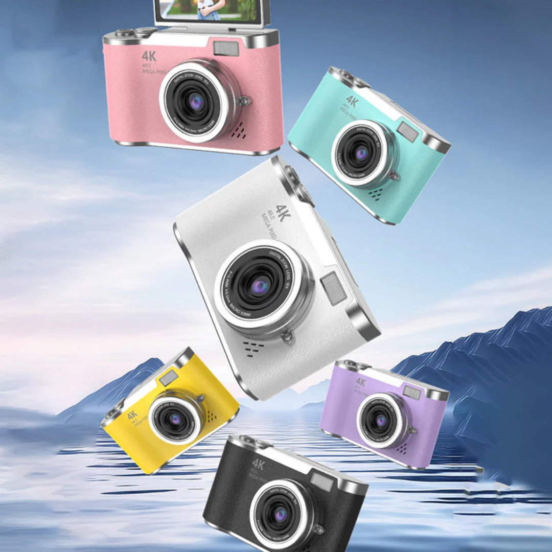 KrystalVision Flip 4K-kamera i vintage-stil | Fang livet i fantastisk skarphed i vintage-stil – når som helst og hvor som helst